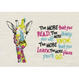 Giraffe coloring with the more that you read reading pillow embroidery designs