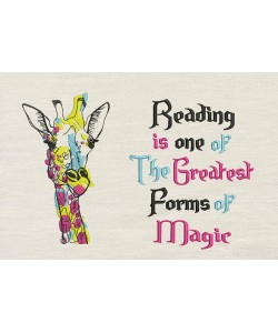 Giraffe coloring with Reading is one reading pillow embroidery designs
