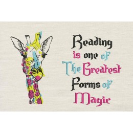 Giraffe coloring with Reading is one reading pillow embroidery designs