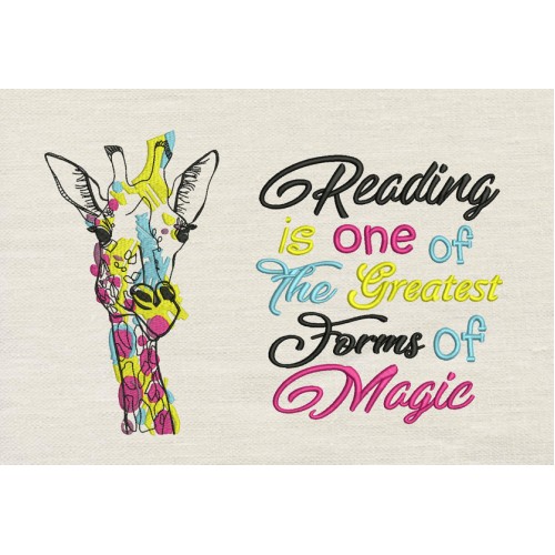 Giraffe coloring with Reading is one reading pillow embroidery designs