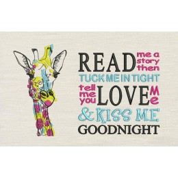 Giraffe coloring with Read me a story reading pillow embroidery designs