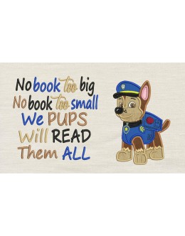 Chase Paw Patrol with No book too big Reading Pillow