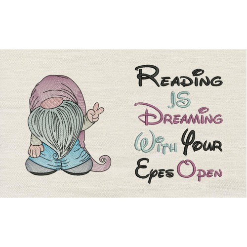 Gnome with reading is dreaming