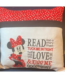 Minnie mouse read me a story embroidery designs
