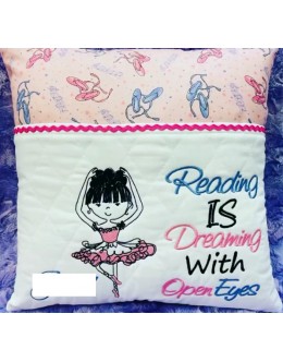 Ballerina with reading is dreaming reading pillow
