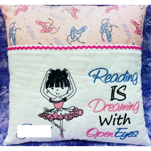 Ballerina with reading is dreaming reading pillow