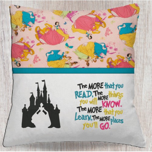 Cinderella Castle with the more that you read reading pillow embroidery designs