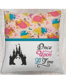 Cinderella Castle with once upon reading pillow embroidery designs