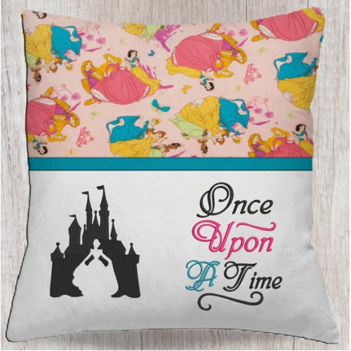 Cinderella Castle with once upon reading pillow embroidery designs