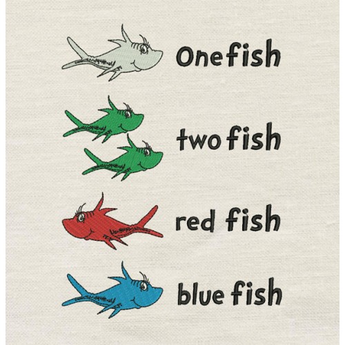 One fish two fish embroidery design