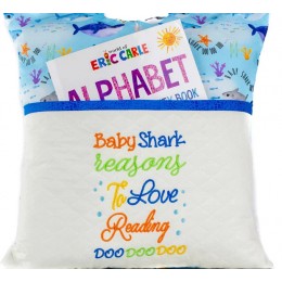 Baby shark reasons reading pillow embroidery designs