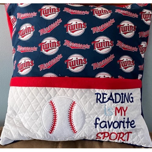 Baseball with reading is my favorite sport reading pillow