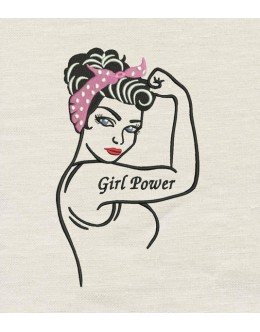 Rosie The Riveter Girl Power embroidery design