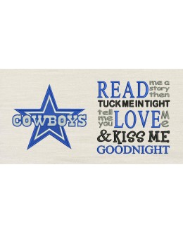 Dallas Cowboys with read me a story reading pillow embroidery designs