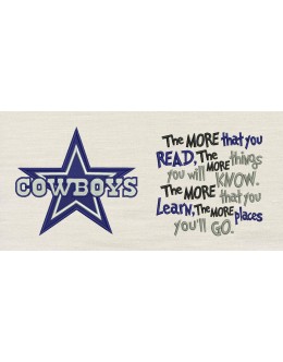 Dallas Cowboys with the more that you read reading pillow embroidery designs