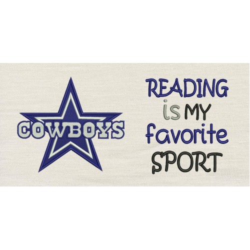 Dallas Cowboys with reading is my favorite sport reading pillow embroidery designs