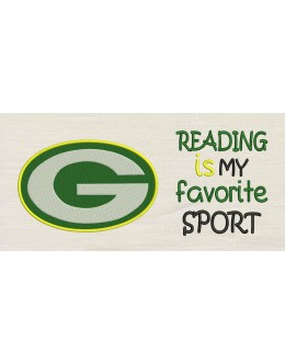 Green Bay Packers logo with reading is my favorite sport