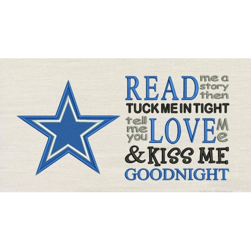 Dallas Cowboys star with read me a story reading pillow embroidery designs