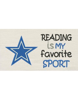 Dallas Cowboys star with reading is my favorite sport reading pillow embroidery designs