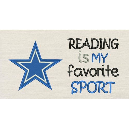 Dallas Cowboys star with reading is my favorite sport reading pillow embroidery designs