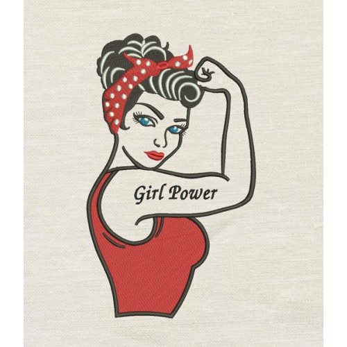 Rosie The Riveter Girl Power design embroidery