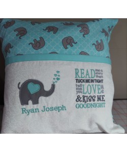 Elephant Hearts with read me a story reading pillow embroidery designs