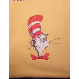Cat in the hat embroidery design