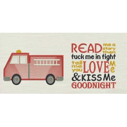Fire truck embroidery with read me story