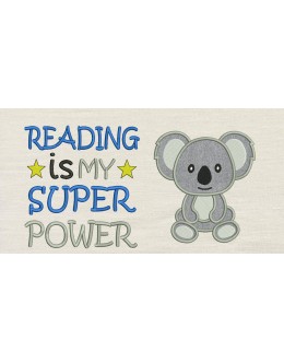 Koala applique with Reading is My Superpower