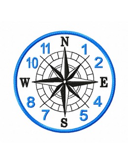 Compass clock in the hoop design
