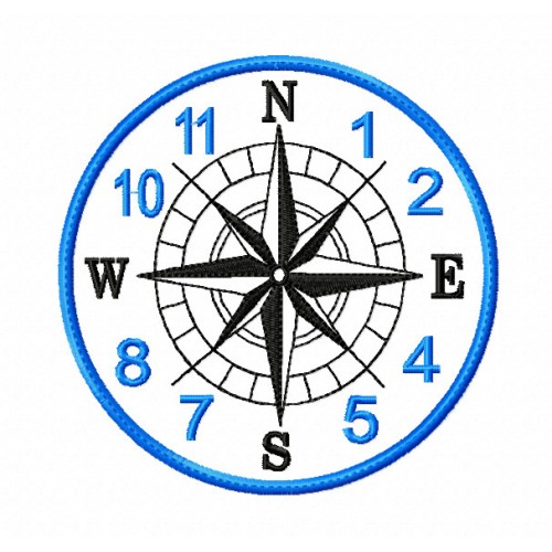 Compass clock in the hoop design