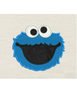 Cookie monster face applique design