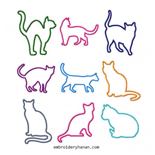 Cats applique set 9 designs embroidery