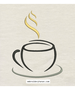 Coffee cup embroidery design