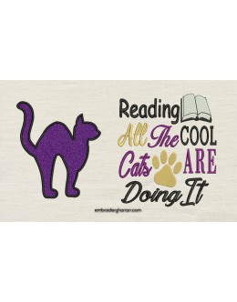 Cat applique with All The Cool Cats Reading Pillow