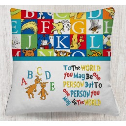 Ichabod and Izzy with To The World reading pillow