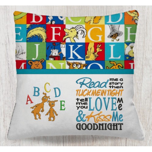 Ichabod and Izzy with read me reading pillow