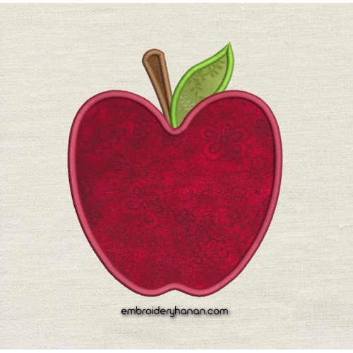 Apple applique embroidery design