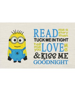 Minion Bob With read me a story reading pillow embroidery designs
