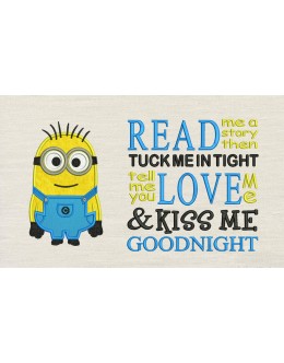 Minion Bob With read me a story reading pillow embroidery designs
