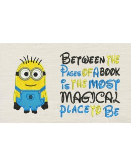 Minion Bob With Between the Pages reading pillow embroidery designs