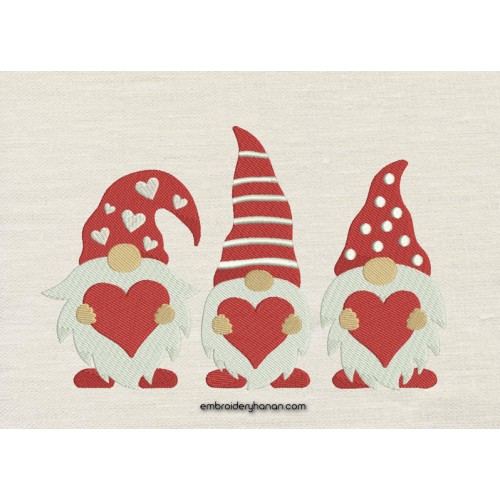 Gnome heart embroidery design