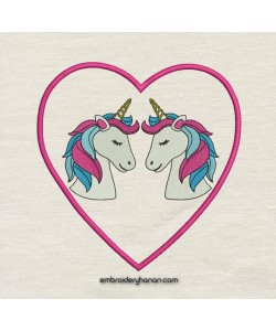 Unicorn heart applique design