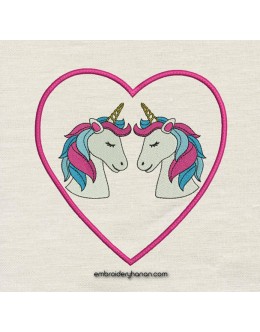 Unicorn heart applique design