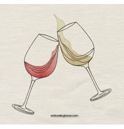 Wine two embroidery design