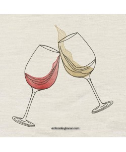 Wine two embroidery design