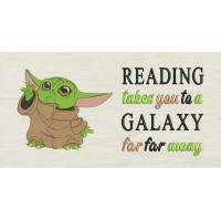 Baby yoda With reading takes you galaxy