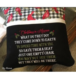 Christmas in Heaven reading pillow embroidery designs