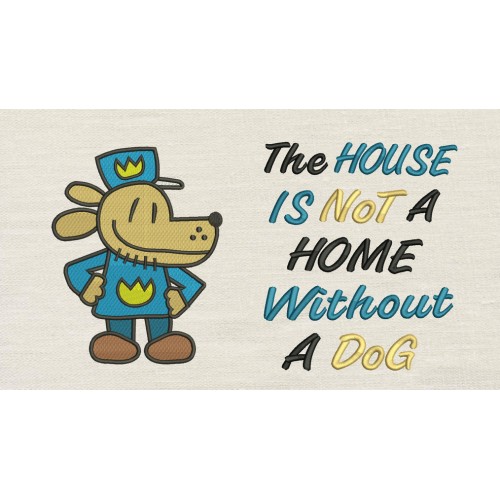 Dog man with The house reading pillow embroidery designs