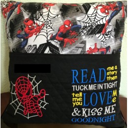 Spiderman read me a story reading pillow designs